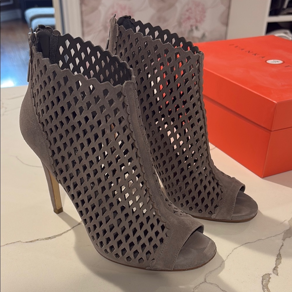 Ivanka Trump Gray Heeled Boots with Modern Silhouette